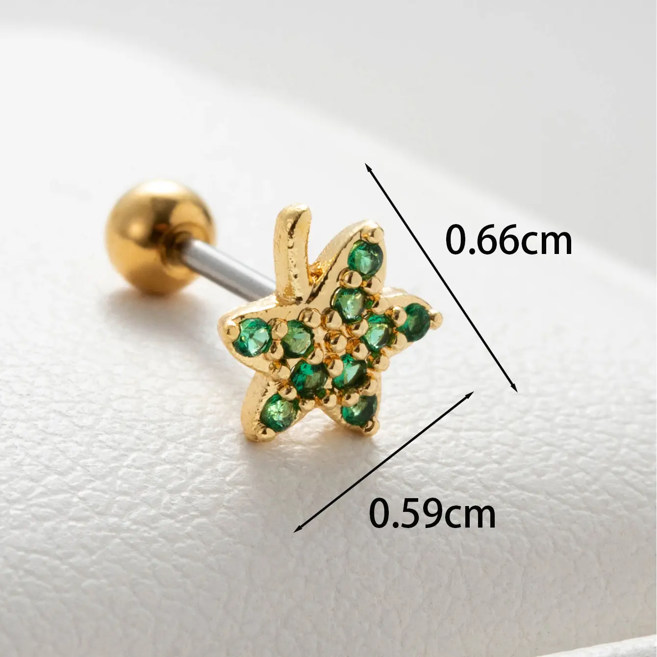 1 Piece Simple Series Star Titanium Steel   Gold Color Zircon Women's Stud Earrings h5 